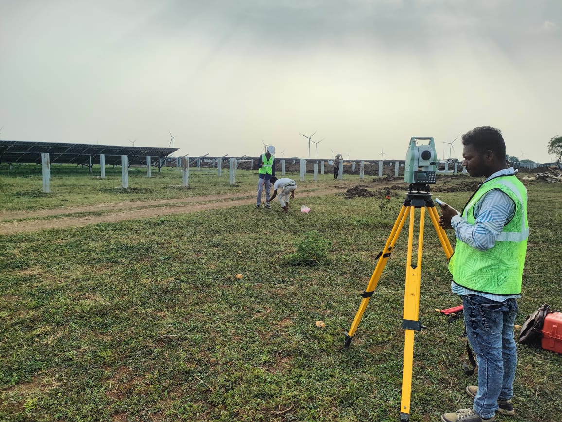 Solar Park Stakeout Survey Using Total Station in Gujarat