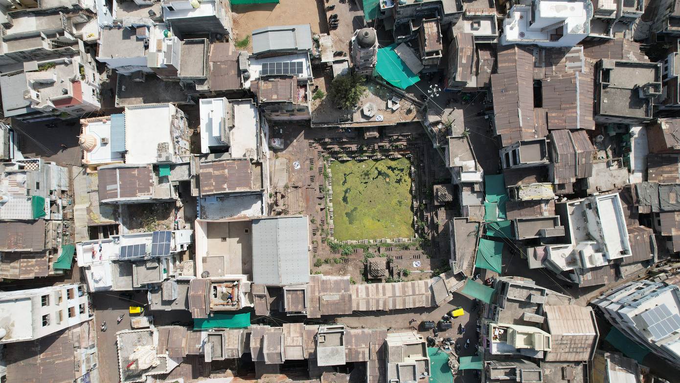 Photo taken by drone from low height of heritage site
